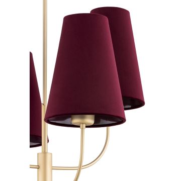 Argon 1827 - Lampadario a sospensione con supporto rigido SAFIANO 4xE27/15W/230V burgundy