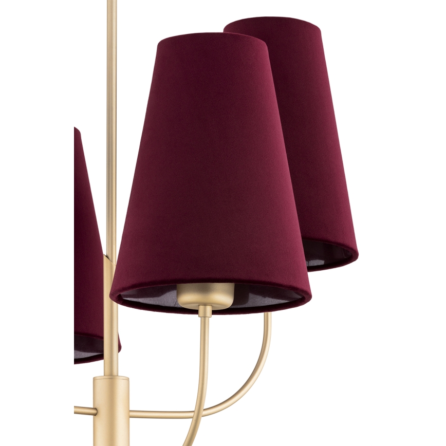 Argon 1827 - Lampadario a sospensione con supporto rigido SAFIANO 4xE27/15W/230V burgundy