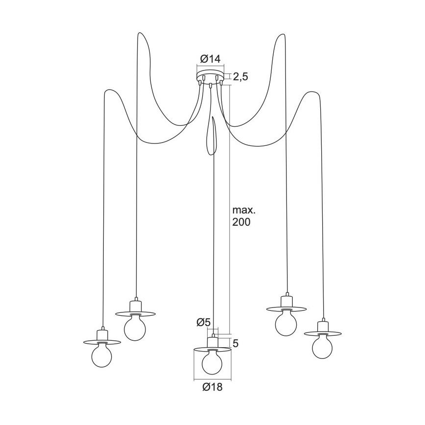 Argon 2077 - Lampadario a sospensione con filo CORSO 5xE27/15W/230V bianco