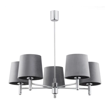 Argon 2108 - Lampadario su palo  BOLZANO 5xE27/15W/230V grigia