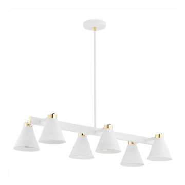 Argon 2551 - Lampadario su palo AVALONE 6xE27/15W/230V bianco/oro