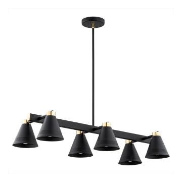 Argon 2552 - Lampadario su palo AVALONE 6xE27/15W/230V nero/oro