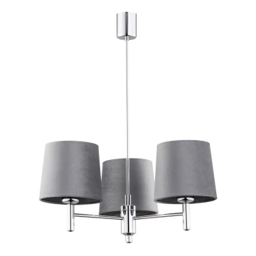 Argon 6107 - Lampadario su palo BOLZANO 3xE27/15W/230V grigio