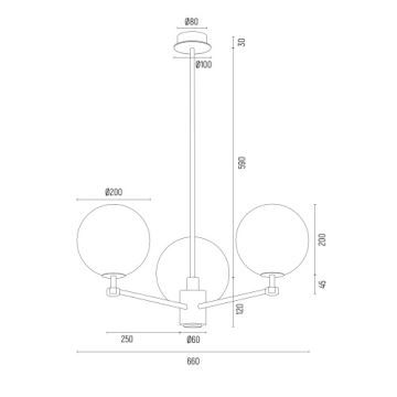 Argon 6310 - Lampadario a sospensione con supporto rigido PALOMA 3xE14/7W/230V oro/nero