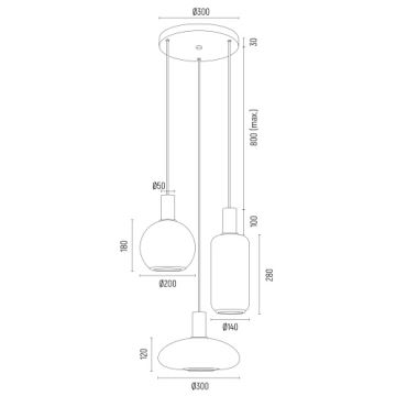 Argon 6323 - Lampadario a sospensione con filo SAGUNTO PLUS 3xE27/15W/230V nero