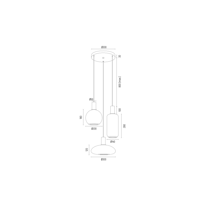 Argon 6323 - Lampadario a sospensione con filo SAGUNTO PLUS 3xE27/15W/230V nero