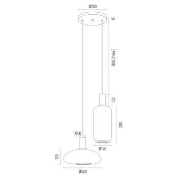 Argon 7214 - Lampadario a sospensione con filo SAGUNTO PLUS 2xE27/15W/230V nero