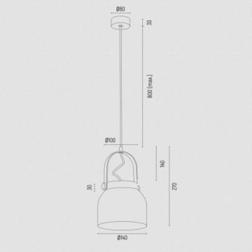Argon 8290 - Lampadario a sospensione con filo LOGAN 1xE27/15W/230V diametro 14 cm bianco