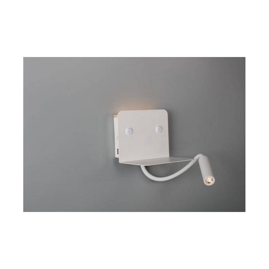 Azzardo AZ4417 - LED Lampada flessibile piccola con ripiano VERA 1xLED/5W/230V + 1xLED/6W	bianca