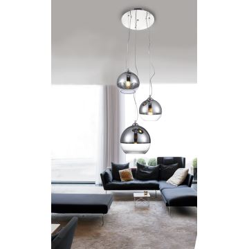 Azzardo AZ4750 - Lampadario su corda SFERA 3xE27/40W/230V tonda