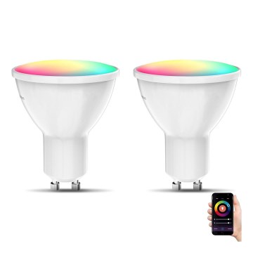 B.K. Licht 1263 - SET 2x Lampadina LED RGB dimmerabile GU10/5,5W/230V Wi-Fi Tuya