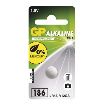 Batteria a bottone alcalina LR43 GP ALKALINE 1,5V/70 mAh