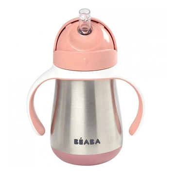 Beaba - Tazza termica con cannuccia 250 ml rosa