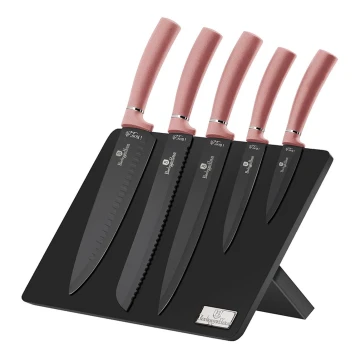BerlingerHaus - Set coltelli in acciaio inox con supporto magnetico 6 pz acciaio inox/oro rosa