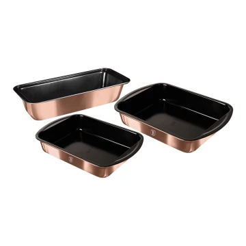 BerlingerHaus - Set forme da forno con superficie in titanio 3 pz oro rosa