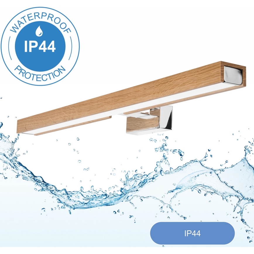 Brilagi - Illuminazione a LED per specchi da bagno WOODY MIRROR LED/12W/230V IP44 quercia/cromo