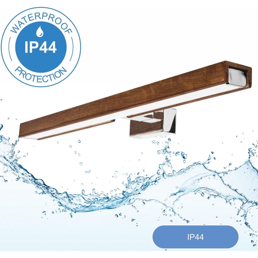 Brilagi - Illuminazione a LED per specchi da bagno WOODY MIRROR LED/12W/230V IP44 quercia/cromo