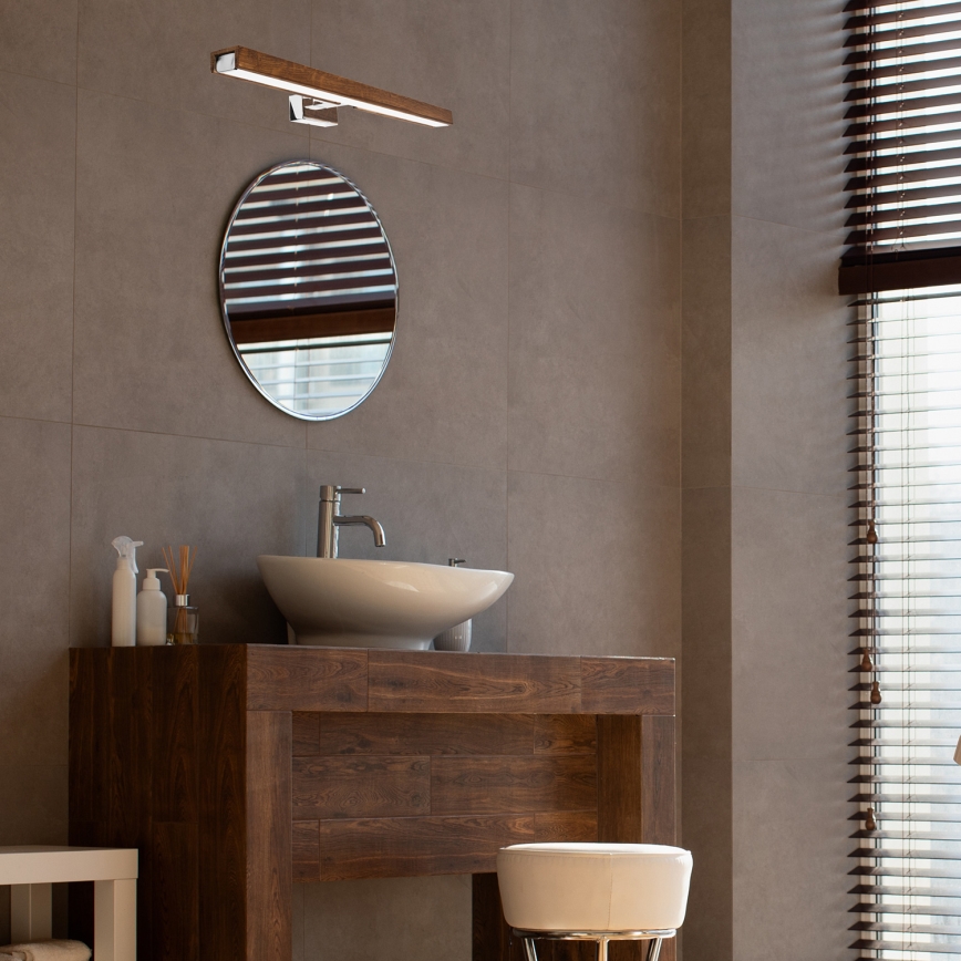 Brilagi - Illuminazione a LED per specchi da bagno WOODY MIRROR LED/12W/230V IP44 quercia/cromo