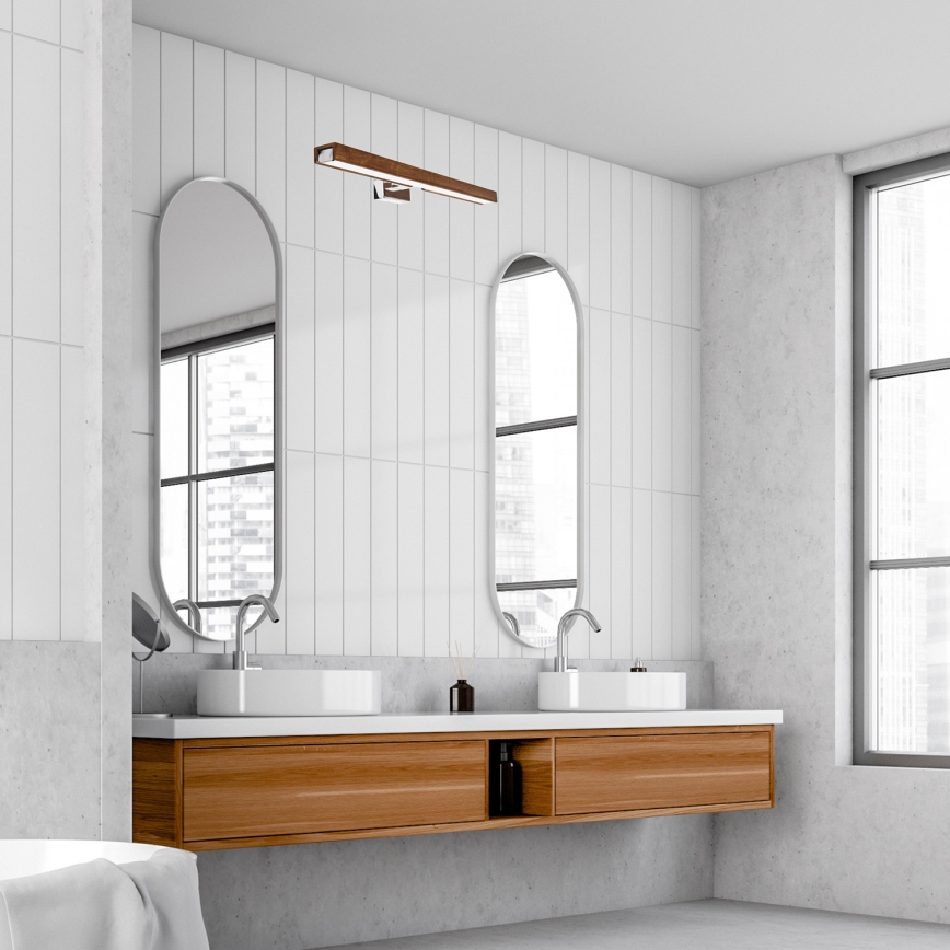 Brilagi - Illuminazione a LED per specchi da bagno WOODY MIRROR LED/12W/230V IP44 quercia/cromo