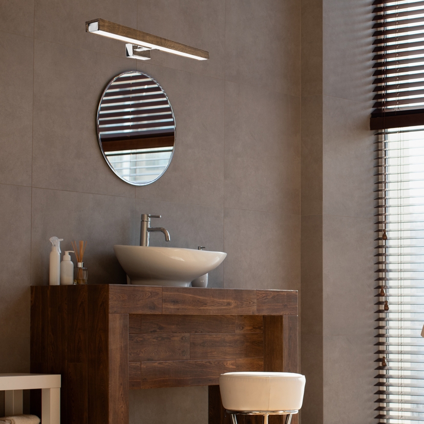 Brilagi - Illuminazione a LED per specchi da bagno WOODY MIRROR LED/12W/230V IP44 quercia/cromo