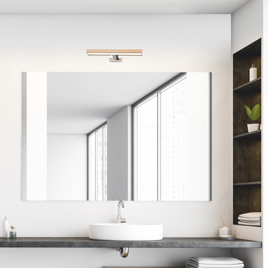 Brilagi - Illuminazione a LED per specchi da bagno WOODY MIRROR LED/8W/230V IP44 quercia/cromo