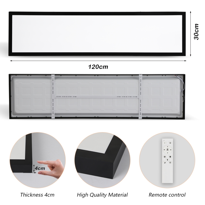 Brilagi - Plafoniera LED dimmerabile da bagno FRAME SMART LED/50W/230V 3000-6000K IP44 nero + telecomando