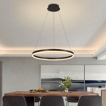 Brilagi - Lampadario a sospensione con filo LED dimmerabile CIRCLE LED/42W/230V 3000-6500K marrone + telecomando