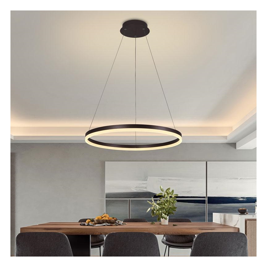 Brilagi - Lampadario a sospensione con filo LED dimmerabile CIRCLE LED/42W/230V 3000-6500K marrone + telecomando