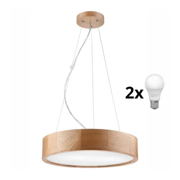 Brilagi - Lampadario LED a sospensione con filo CARVALHO 2xE27/60W/230V quercia diametro 37 cm