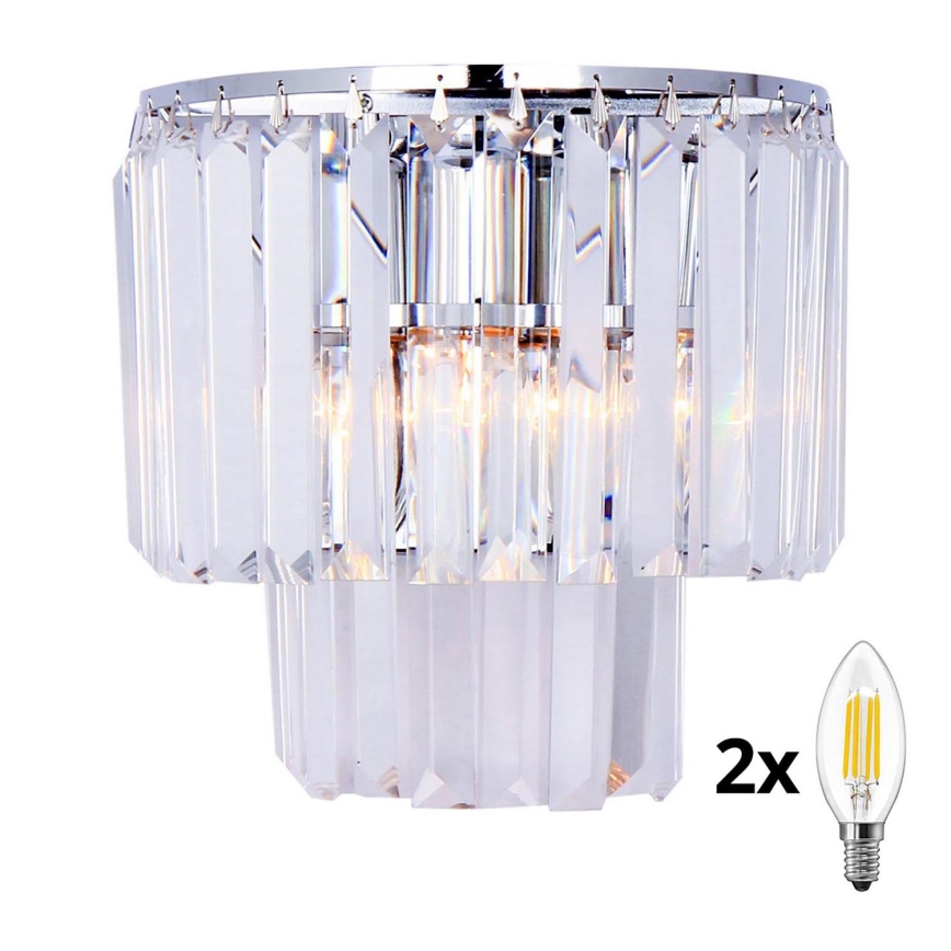 Brilagi - LED Applique di cristallo MOZART 2xE14/40W/230V cromo lucido