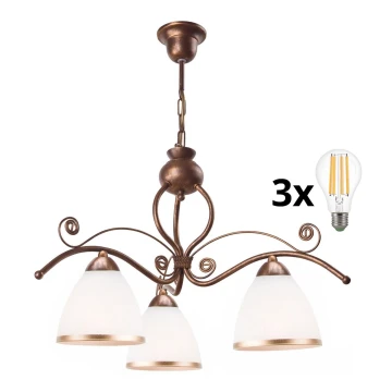 Brilagi - LED Lampadario a sospensione con catena ANTICO 3xE27/60W/230V patina di bronzo