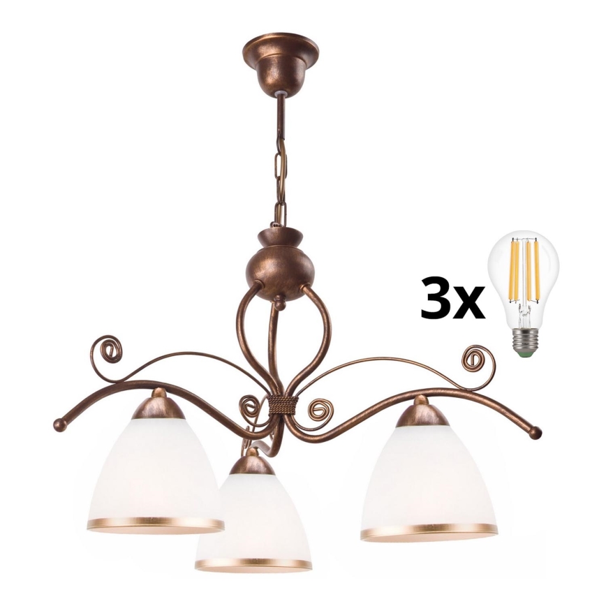 Brilagi - LED Lampadario a sospensione con catena ANTICO 3xE27/60W/230V patina di bronzo