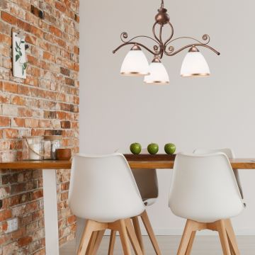 Brilagi - LED Lampadario a sospensione con catena ANTICO 3xE27/60W/230V patina di bronzo