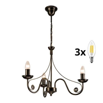 Brilagi - LED Lampadario a sospensione con catena STEFANO 3xE14/40W/230V patina nera