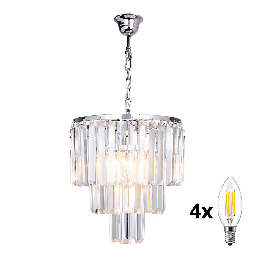 Brilagi - LED Lampadario di cristallo a sospensione con catena MOZART 4xE14/40W/230V cromo lucido