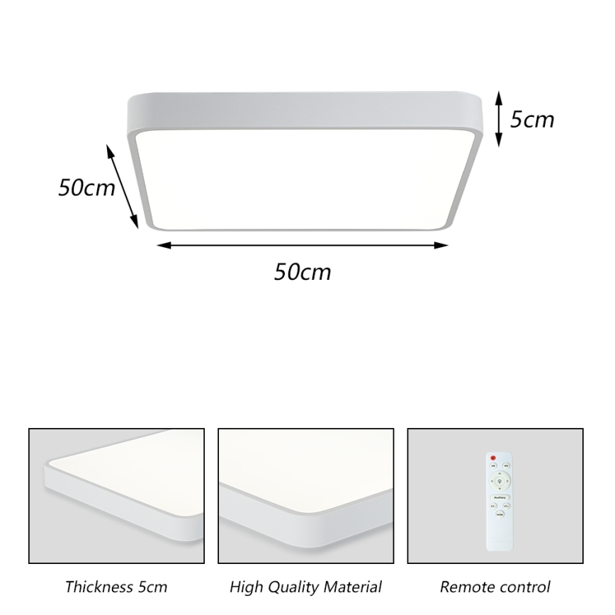 Brilagi - Plafoniera LED dimmerabile POOL LED/48W/230V 3000-6000K 50x50 cm bianco + telecomando