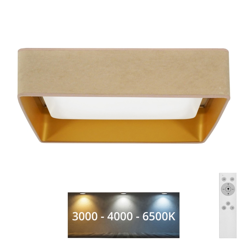 Brilagi - Plafoniera LED dimmerabile VELVET SQUARE LED/24W/230V 3000/4000/6500K + telecomando beige