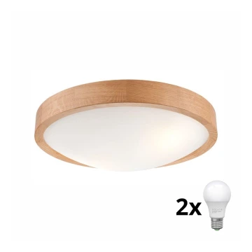 Brilagi - Plafoniera LED CARVALHO SLIM 2xE27/60W/230V quercia diametro 37 cm