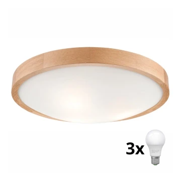 Brilagi - Plafoniera LED CARVALHO SLIM 3xE27/60W/230V quercia diametro 47 cm