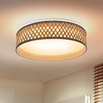 Brilagi - Plafoniera LED dimmerabile CAMILA LED/48W/230V 3000-6500K bambù diametro 40 cm + telecomando