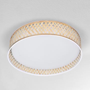 Brilagi - Plafoniera LED dimmerabile CAMILA LED/48W/230V 3000-6500K bambù diametro 40 cm + telecomando