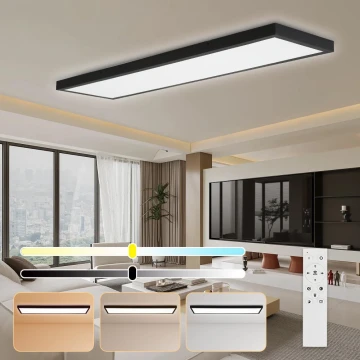 Brilagi - Plafoniera LED dimmerabile da bagno FRAME SMART LED/50W/230V 3000-6000K IP44 nero + telecomando