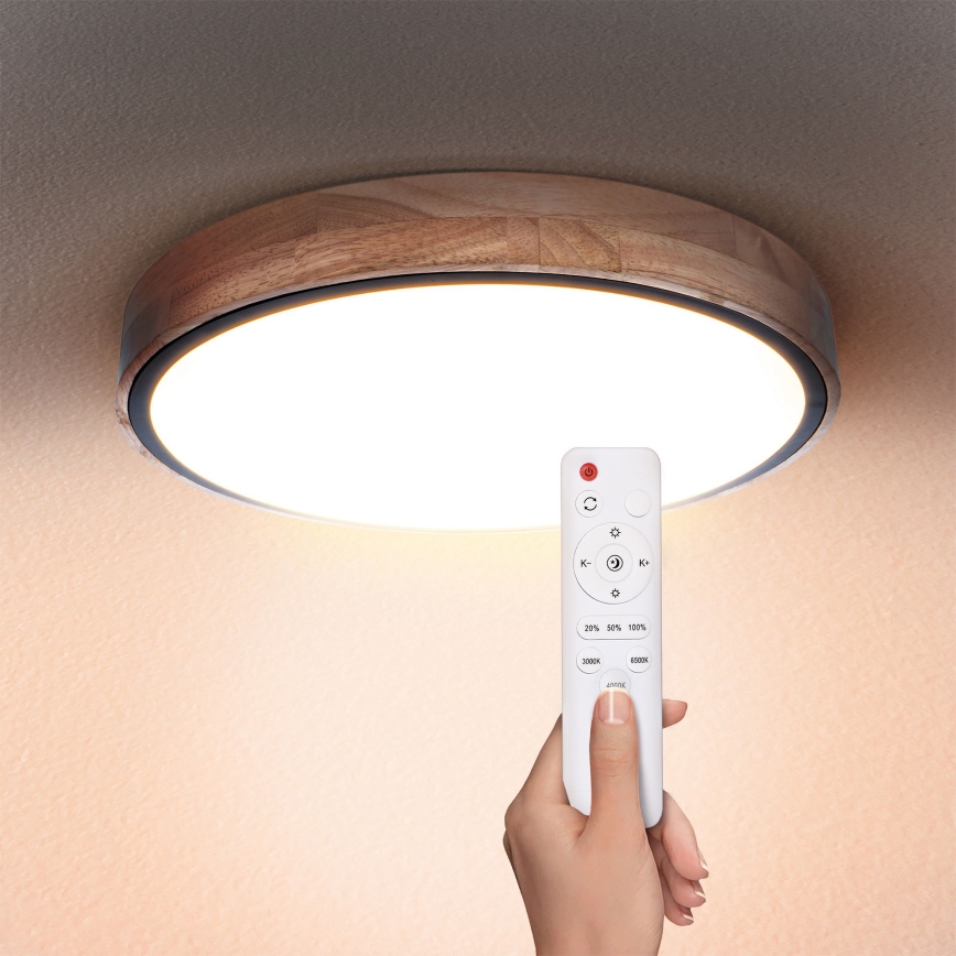 Brilagi - Plafoniera LED dimmerabile GLORIA LED/48W/230V 3000-6500K quercia diametro 40 cm + telecomando