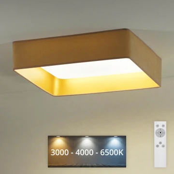 Brilagi - Plafoniera LED dimmerabile VELVET SQUARE LED/24W/230V 3000/4000/6500K + telecomando beige