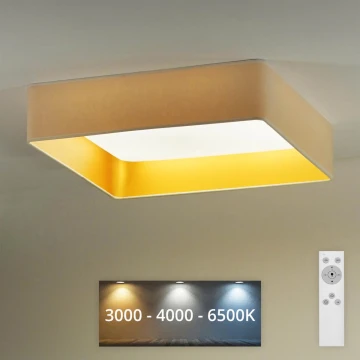 Brilagi - Plafoniera LED dimmerabile VELVET SQUARE LED/24W/230V 3000/4000/6500K + telecomando color crema