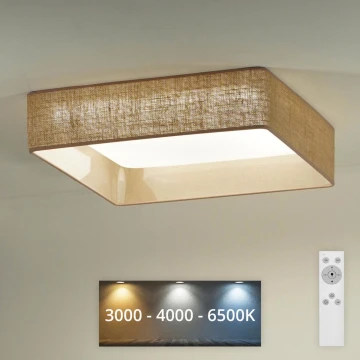 Brilagi - Plafoniera LED dimmerabile VELVET SQUARE LED/24W/230V 3000/4000/6500K + telecomando marrone