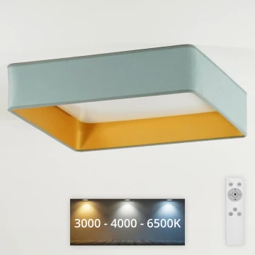 Brilagi - Plafoniera LED dimmerabile VELVET SQUARE LED/24W/230V 3000/4000/6500K + telecomando menta