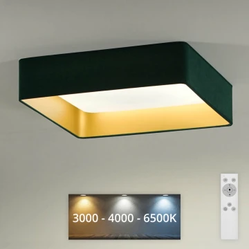 Brilagi - Plafoniera LED dimmerabile VELVET SQUARE LED/24W/230V 3000/4000/6500K + telecomando verde