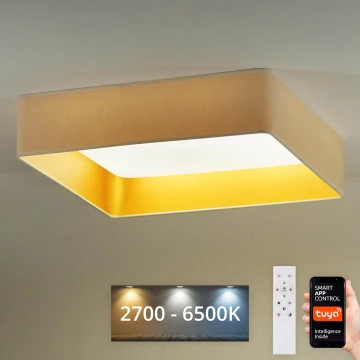 Brilagi - Plafoniera LED dimmerabile VELVET SQUARE SMART LED/36W/230V 2700-6500K Wi-Fi Tuya + telecomando color crema