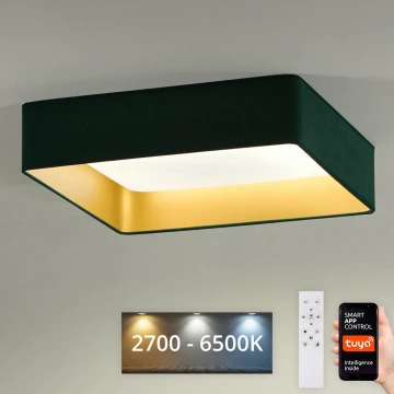 Brilagi - Plafoniera LED dimmerabile VELVET SQUARE SMART LED/36W/230V 2700-6500K Wi-Fi Tuya + telecomando verde